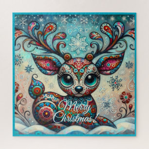 Quebra-cabeça Arte Foliar de Natal Whimsical Big Eyes
