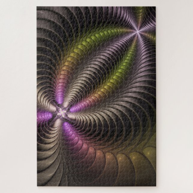 Quebra-cabeça Arte Fractal 3D Colorida abstrato brilhante (Vertical)