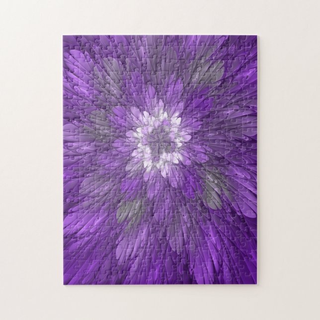 Quebra-cabeça Arte fractal abstrata de flor roxa psicodélica (Vertical)