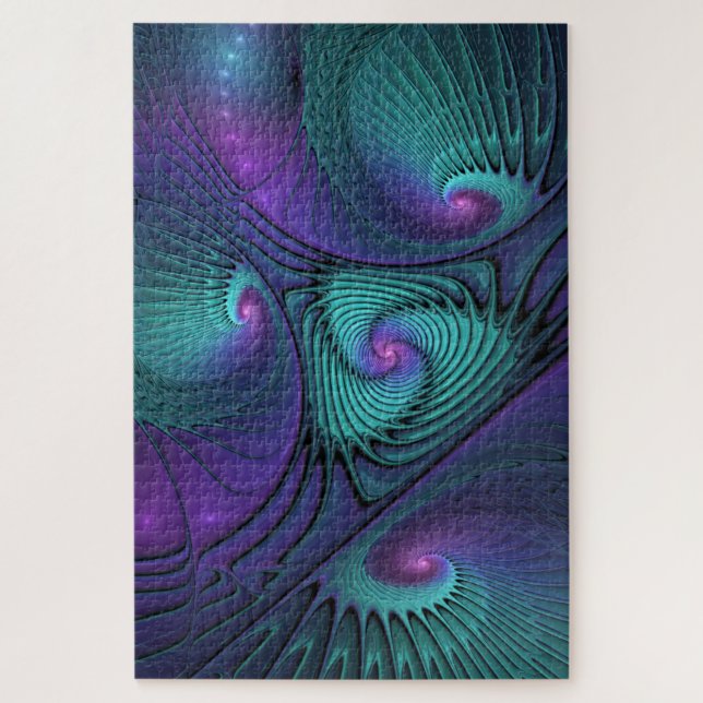 Quebra-cabeça Arte fractal abstrata moderna Roxa encontra Turque (Vertical)