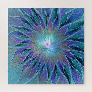 Quebra-cabeça Arte Fractal Abstrato de Sonho Roxo Azul