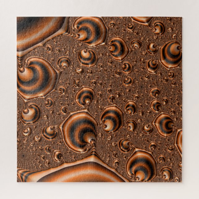 Quebra-cabeça Arte Fractal Alaranjado Preto Espiralado Funky Tri (Vertical)