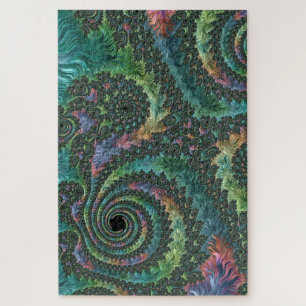 Quebra-cabeça Arte Fractal Colorido Vibrante em Tons de Joia Tri