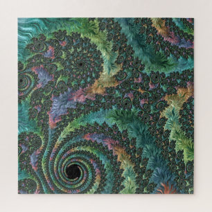 Quebra-cabeça Arte Fractal Colorido Vibrante em Tons de Joia Tri