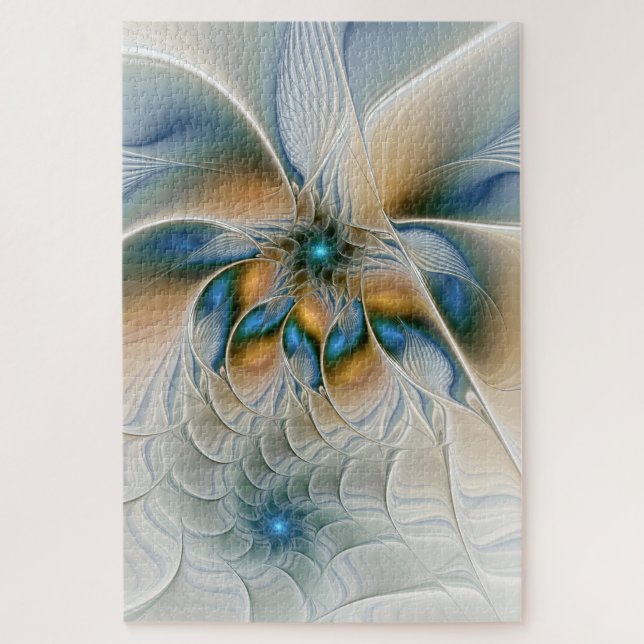 Quebra-cabeça Arte fractal de fantasia abstrata azulada (Vertical)