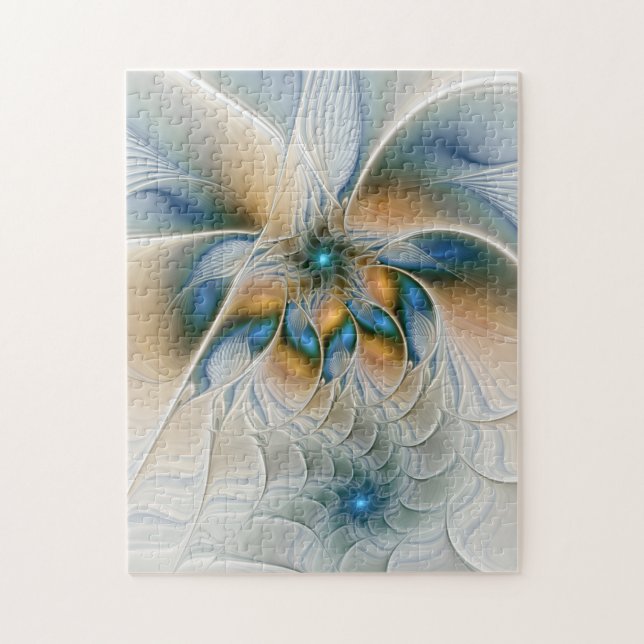 Quebra-cabeça Arte fractal de fantasia abstrata com azul (Vertical)