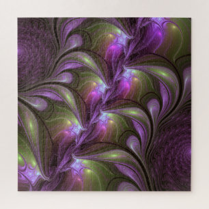 Quebra-cabeça Arte Fractal de Khaki, Abstrato violeta e colorida