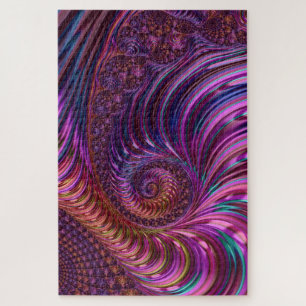 Quebra-cabeça Arte Fractal Espiral Funky Groovy Trippy Colorida