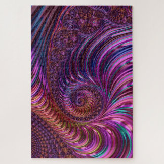 Quebra-cabeça Arte Fractal Espiral Funky Groovy Trippy Colorida