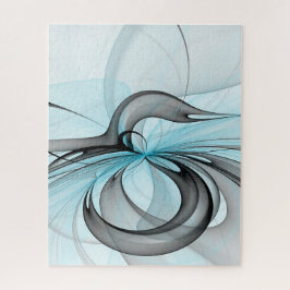 Quebra-cabeça Arte Fractal Moderna Azul Cinza Antracito Abstrato