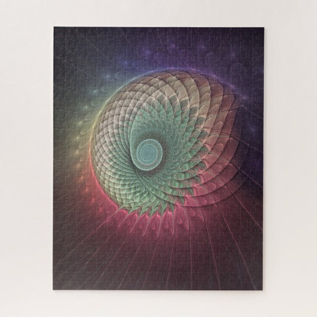 Quebra-cabeça Arte fractal moderna colorida caracol abstrato (Vertical)