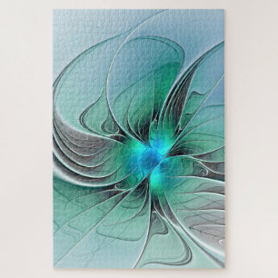 Quebra-cabeça Arte fractal moderno com azul abstrato
