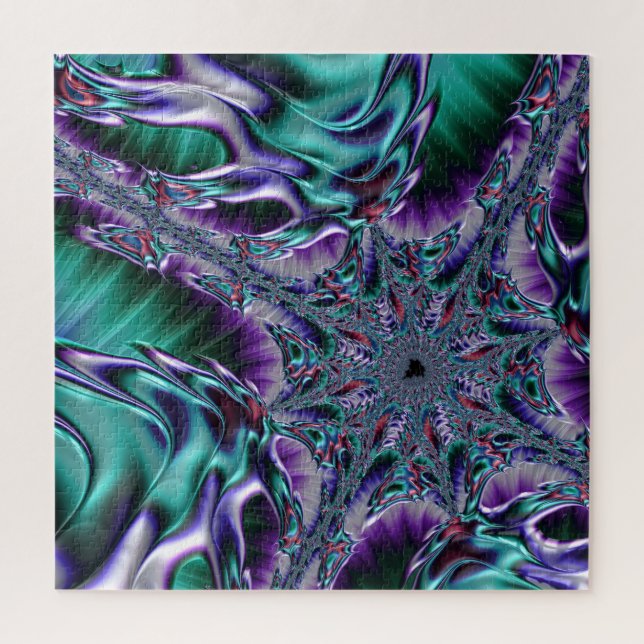 Quebra-cabeça Arte Fractal Psicodélico Funky Trippy Groovy (Vertical)