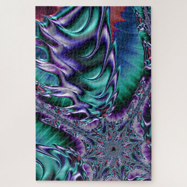 Quebra-cabeça Arte Fractal Psicodélico Funky Trippy Groovy (Vertical)