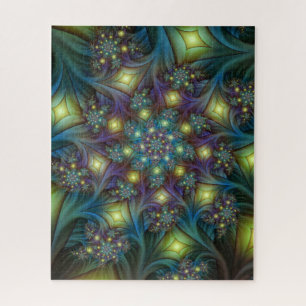 Quebra-cabeça Arte Fractal Roxa Roxa Abstrato brilhante iluminad