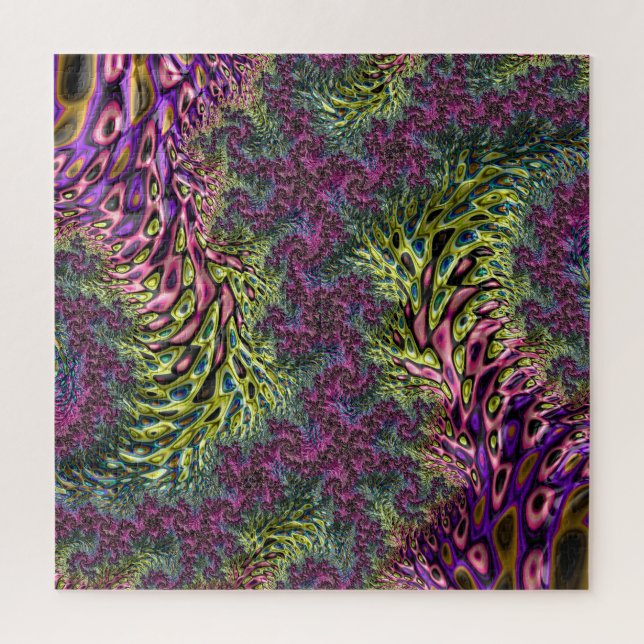 Quebra-cabeça Arte Fractal Trippy Funky Groovy Digital Abstrato (Vertical)