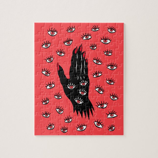 Quebra-cabeça Arte Gótica do Halloween - Olhos Negra Mão Estranh (Vertical)