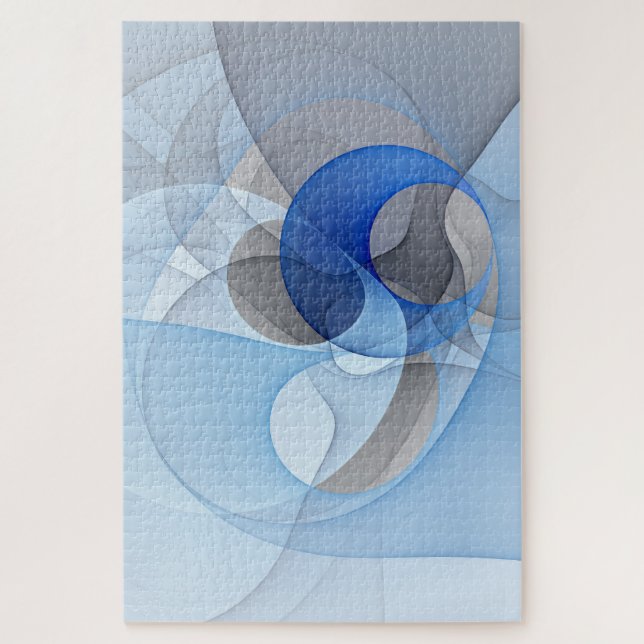 Quebra-cabeça Arte Gráfica Abstrata Moderna Azul-Cinza Fractal (Vertical)
