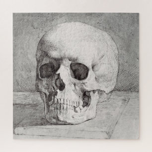 Quebra-cabeça Arte Gráfica de Caveira: Design de Tinta Minimalis