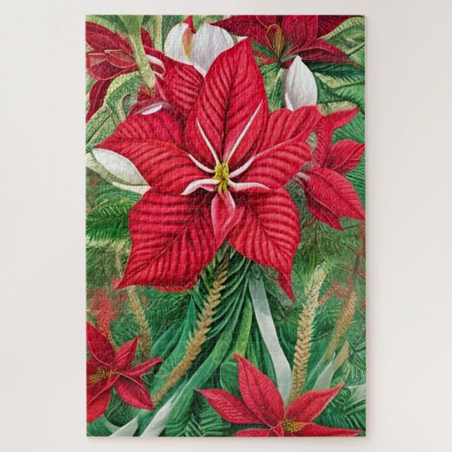 Quebra-cabeça Arte Híbrida AI do Amaryllis Poinsettia (Vertical)