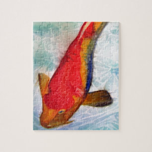 Quebra-cabeça Arte japonesa da aguarela dos peixes de Kohaku Koi