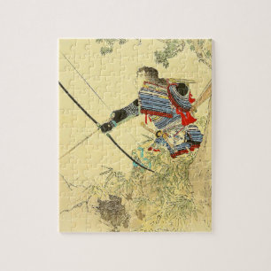 Quebra-cabeça Arte japonesa - um samurai com um Longbow e as