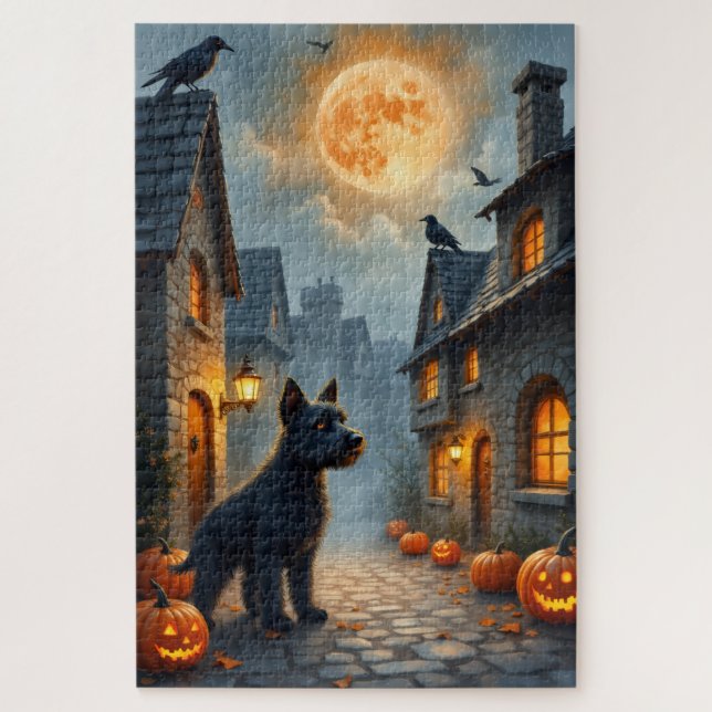 Quebra-cabeça Arte Medieval de Halloween da Vila do Cesky Terrie (Vertical)