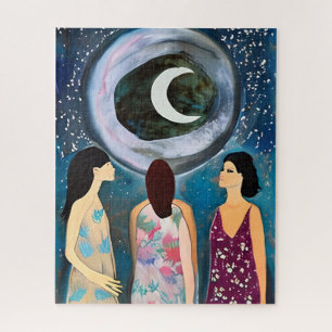 Quebra-cabeça Arte Mística Mulheres Olhando para a Lua
