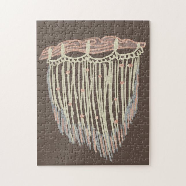 Quebra-cabeça Arte moderno boho orgânico em macramê doodles (Vertical)