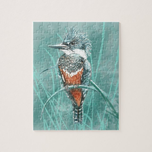 Quebra-cabeça Arte Natural do Pássaro de Kingfisher de Aquarela (Vertical)