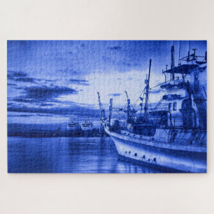 Quebra-cabeça Arte Náutica Estilo Holandês Delft Blue Fish Boat