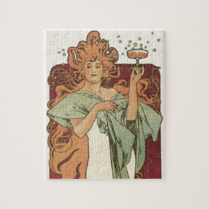 Quebra-cabeça Arte Nouveau do vintage por Mucha, partido de