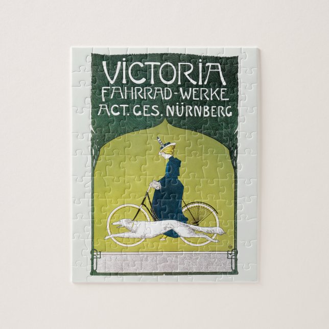 Quebra-cabeça Arte Nova antiga, Victoria Fahrrad Werke, Rehm (Vertical)