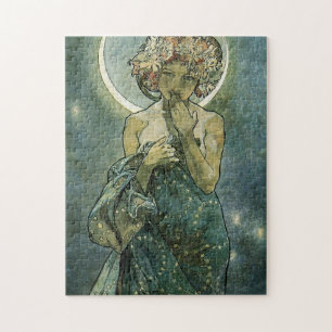 Quebra-cabeça Arte Nova Deslumbrante Mulher de Alphonse Mucha #1