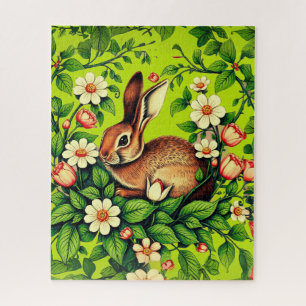 Quebra-cabeça Arte Nova Lebre Selvagem e Flores