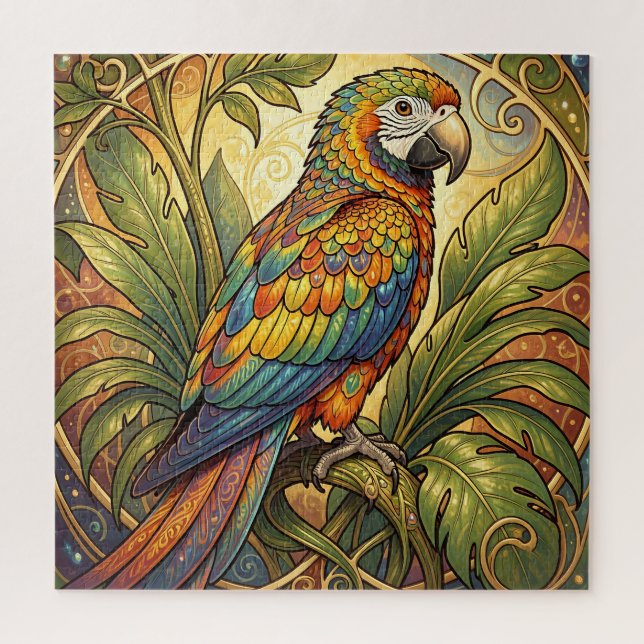 Quebra-cabeça Arte Nova Papagaio Arco-íris Vibrante (Vertical)