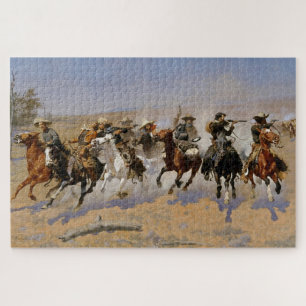 Quebra-cabeça Arte Ocidental de Frederic Remington “Fuga Para O