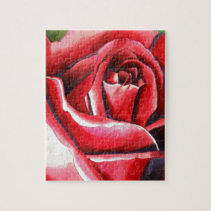 Quebra-cabeça Arte original de aquarela da Rosa vermelha Crimson