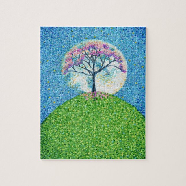 Quebra-cabeça Arte Original de Primavera de Pointilismo (Vertical)
