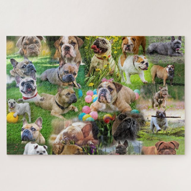 Quebra-cabeça Arte para Bulldogs| Cães para Colagem de Fotos (Horizontal)