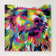 Arte pop colorida de urso grizzly