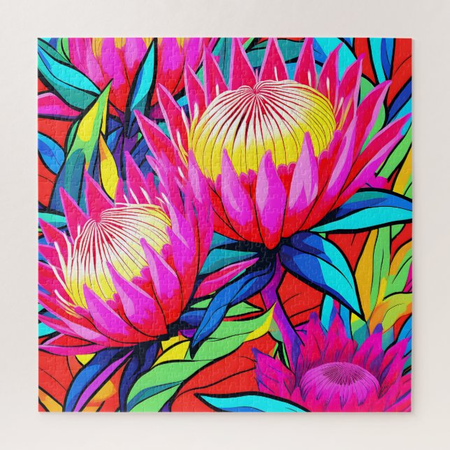 Quebra-cabeça Arte Pop Vibrante de Protea (Vertical)