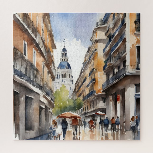 Quebra-cabeça Arte por aquarela de Madrid (Vertical)