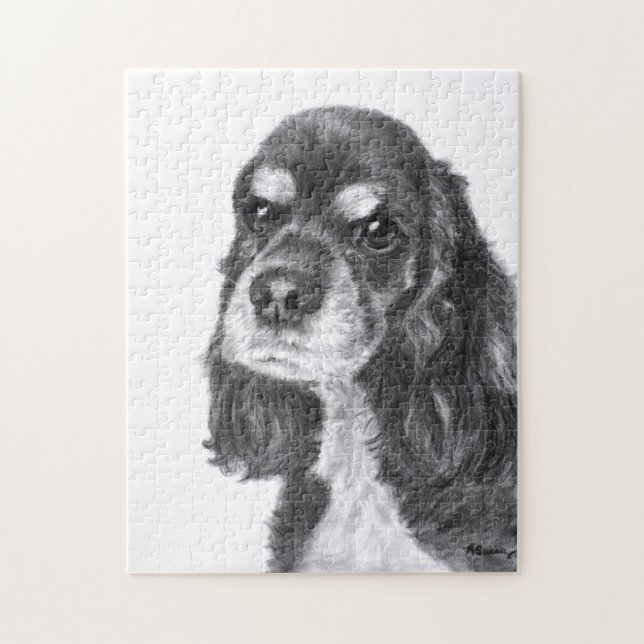 Quebra-cabeça Arte preta de cocker spaniel (Vertical)
