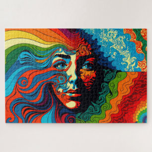 Quebra-cabeça Arte psicodélica do rosto da mulher