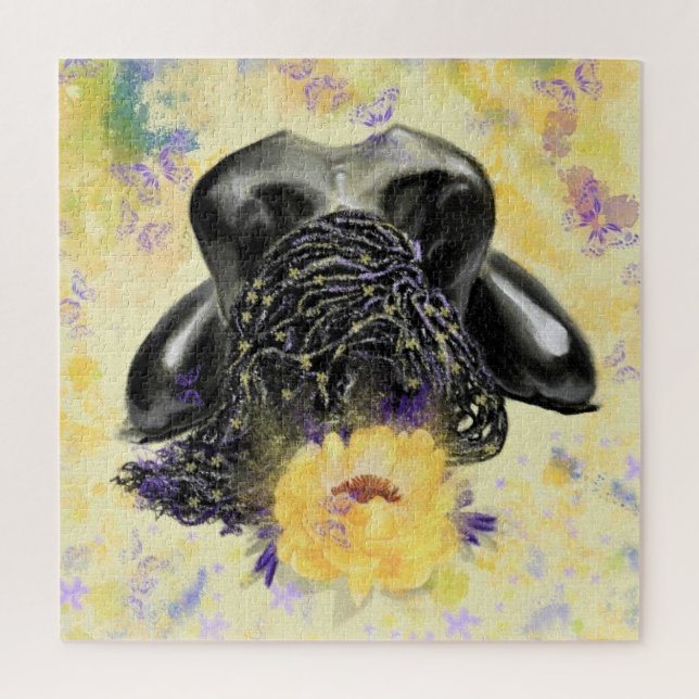 Quebra-cabeça Arte - Relaxe e Restaure - Mulher e Borboletas (Vertical)