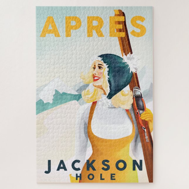 Quebra-cabeça Arte Retro Legal "Apres Ski Jackson Hole" (Vertical)
