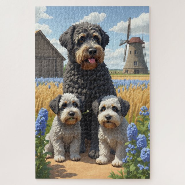 Quebra-cabeça Arte Rústica de Campo Bouvier des Flandres (Vertical)