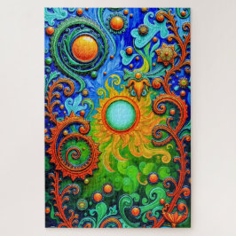 Quebra-cabeça Arte solar psicodélica vibrante - Padrões Abstrato