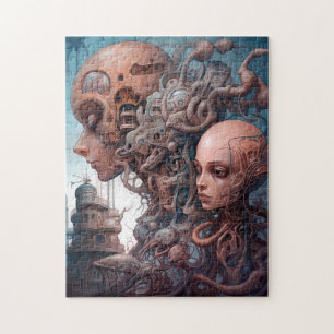 Quebra-cabeça Arte Surreal Sci-Fi de Cabeças Biomecânicas